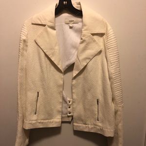 Cream Jacquard Moto Jacket